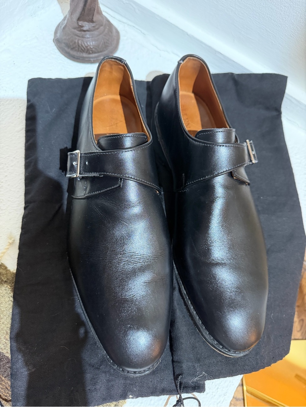 Allen Edmonds Black Leather Single Monk Strap Shoes